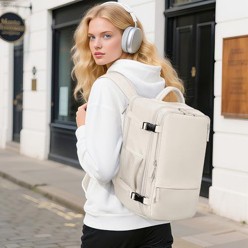Beraliy Travel Backpack Airline Approved, Carry on Backpack, 16 Laptop Backpack, Waterproof Weekender Bag, Casual Daypack, Hiking Backpack, Beige - color: Beige, size: Large