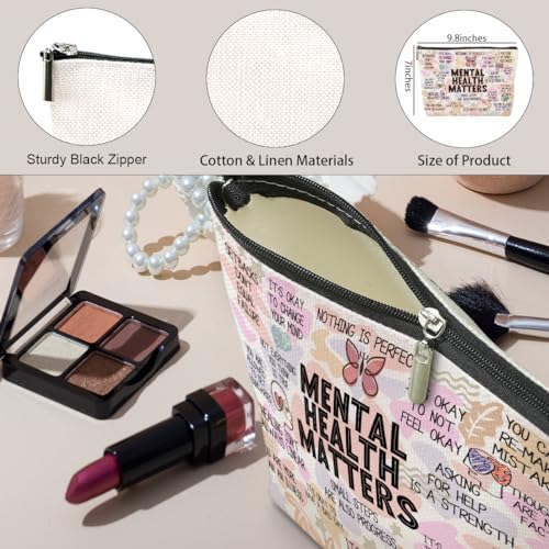 Mental Health Gifts Makeup Bag Positive Affirmations Mental Health Awareness Inspirational Gifts for Women Female Friend Coworker Birthday Friendship Mothers Day Nurse Day Travel Toiletry Bag - color: Multicolor629