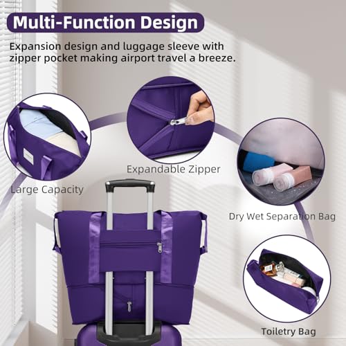 LARVENDER Luggage Sets 6 Piece Hardshell Expandable Suitcases with Spinner Wheels TSA Lock, Lightweight ABS Travel Carry On Suitcase Set for Women, Grape Purple - color: Grape Purple, size: 6 piece set