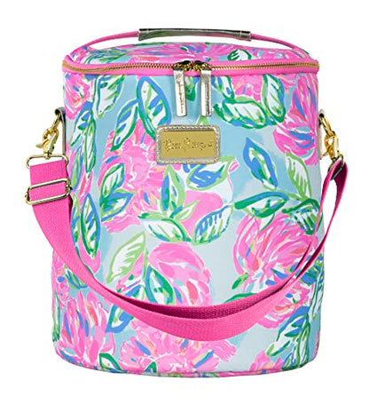 Lilly Pulitzer Insulated Soft Beach Cooler with Adjustable/Removable Strap and Double Zipper Close - color: Totally Blossom