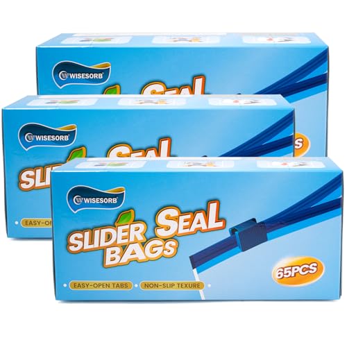 WiseFresh 195 Count Sandwich Bags, Food Storage Slider Bags for Preserve Freshness & Protect Flavor(65 Count/Pack, 3 Packs) - color: 195 count, size: Small