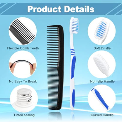 50 Set Travel Toothbrush Kit Bulk,Disposable Toothbrush with Toothpaste Set with Mouthwash,Toothpaste,Cover,Comb,Zip Bag,Floss Picks,Toothbrushes Set for Homeless,Travel - size: 1 Count (Pack of 50)