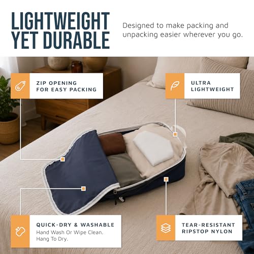 Large Compression Packing Cubes for Travel-Packing Cube Luggage Organizers 7 Piece Set for Checked Luggage-Ultralight, Expandable/Compression Bags by TRIPPED Travel Gear (Navy/White) - color: Navy/White