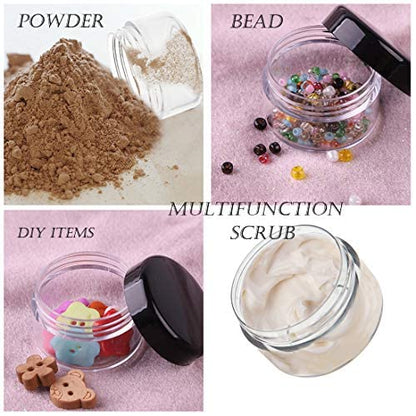 5 Gram Sample Containers with Lids, 25PCS Mini Makeup Containers, Empty Plastic Travel Cosmetic Containers with Labels - color: Black