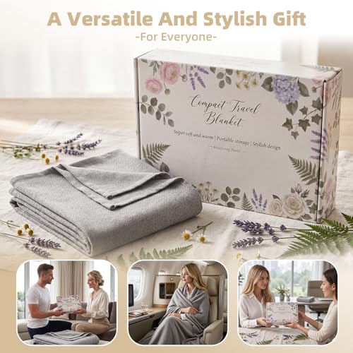 Travel Blanket Airplane - Ultra Soft & Lightweight Knit Design Compact Airplane Blanket,53x72 Inch,Stylish Travel Shawl Wraps for Flights,Office,Home Use,Travel Essentials & Gifts (Grey) - color: Grey
