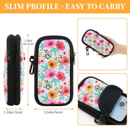 WOZEAH Double Eyeglass Case with 2 Compartments, Travel Eyewear Organizer for Two Pairs of Glasses - color: White Flower