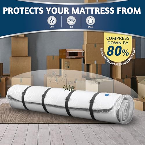 Vacuum Mattress Bag for Memory Foam and Latex - Sealed for Easy Movement, Transport and Storage (Queen/Full/Full-XL) - size: Full/ Queen