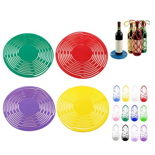 Multi-Use Silicone Storage Bag & Organizer,Multifunctional Mesh Coaster,Silicone Wine Carrier,Reusable, Foldable, Portable Coaster for Wine Bottles, Cans, Cups, Hot Dishes,and Beverages(4PCS-c) - color: 4pcs-c