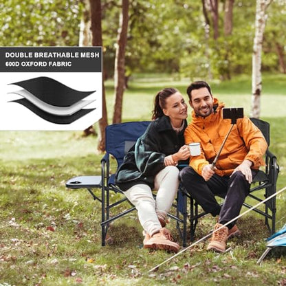 Yestomo Camping Chairs, Folding Chairs for Outside, Directors Chairs Foldable Adults Heavy Duty,Support to 450LBS - color: Black/Grey