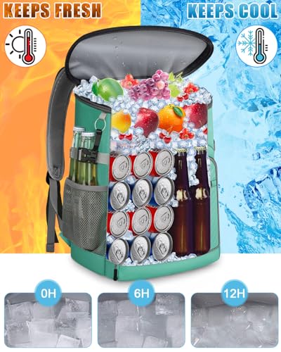 Cooler Backpack Insulated Leakproof Waterproof Backpack Cooler Bag 30/45 Cans, Large Capacity Lightweight Travel Camping Beach Backpack Cooler Ice Chest for Men and Women - color: leather blue, size: 30 Cans