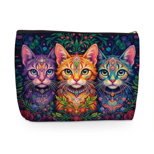 Cute Cat Gifts for Women Makeup Bag, Cats Themed Cosmetic Bags Travel Organizer Bag Makeup Pouch, Birthday Christmas Gift for Women Mom Friend Sister, Cat Lover Gifts for Cats Lovers-1 - color: Multicolor 1579