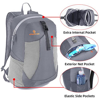 sinotron 22L Lightweight Packable Hiking Backpack, Small Hiking Backpack Day Pack for Women Men Travel Camping Vacation - color: Grey