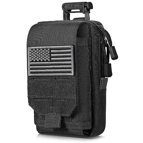 SOWHUP Tactical Molle Pouch Cell Phone Pouch Holster Small Utility EDC Pouch Gadget Organizer Bag - color: Black-D
