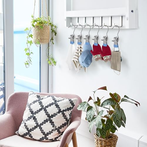 100PCS Space-Saving Clothespin Hat Pants Storage Hanging Travel Hook,Portable 360° Rotating Stainless Steel Hanging Hook Clips Towel Clips,Laundry Hooks Hanging Clips with Clips for Home and Travel - color: Blue 100pcs