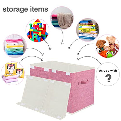 Large Collapsible Toy Storage Box with Lid & Handles - Kids Organizer Chest for Toys, Clothes, Blankets (Pink, Nursery, Playroom, Bedroom)-24.5''×13''×16'' - color: PINK