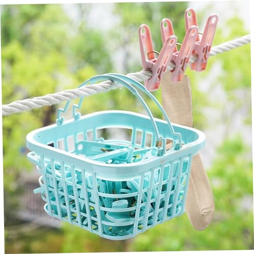 Pegs for Washing Line 31Psc Non Slip Windproof PP Material Pegs with Basket Multifunctional Fastening Waterproof Laundry with Spring.. - color: Pink
