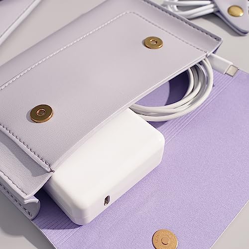 PU Leather Laptop Sleeve Compatible with New 14 inch MacBook Pro A2992 A2779 A2442,Old MacBook Pro Air 13, Surface Laptop 5th Gen 13.5, Thinkpad X1 Carbon 14 Set of 4PCS Color Light Purple - color: Light Purple, size: 14Inch Laptop