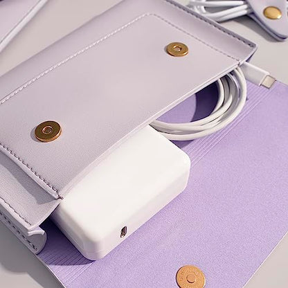 PU Leather Laptop Sleeve Compatible with New 14 inch MacBook Pro A2992 A2779 A2442,Old MacBook Pro Air 13, Surface Laptop 5th Gen 13.5, Thinkpad X1 Carbon 14 Set of 4PCS Color Light Purple - color: Light Purple, size: 14Inch Laptop