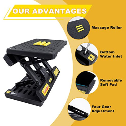 Foot Rest for Under Desk at Work,4-Section Height Adjustable,with Massage Roller and Thick Cushion,Ergonomic Foot Rest,for Car,Office,Computer,Gaming,Adjustable Metal Frame,All-Season Use - color: Soft Cushion- Yellow
