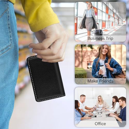 Business Credit Card Holders, Magnetic Sealing Anti Drop, PU Leather Debit Card Protector Organizer Case (Shiny Black) - color: Shiny Black