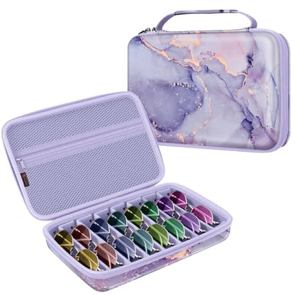 Fintie Travel Sunglasses Organizer Case with 8-Slot Adjustable Compartments, Hard EVA Eyeglasses Storage Bag for Men Women, Lilac Marble - color: lilac marble