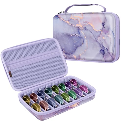 Fintie Travel Sunglasses Organizer Case with 8-Slot Adjustable Compartments, Hard EVA Eyeglasses Storage Bag for Men Women, Lilac Marble - color: lilac marble