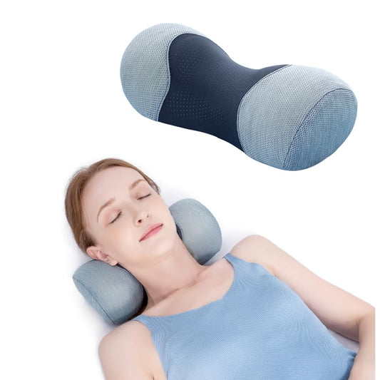 Bespilow Cervical Neck Pillow for Pain Relief - Small Cylinder Neck Roll & Round Bolster - Portable Memory Foam Traction Device for TMJ, Hump Correction, Travel & Sleeping Support,Odorless - color: 1 Pillow +1 More Pillowcase (Grey)