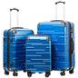 Coolife Hardside Luggage 3 Piece Set with TSA Lock, Spinner Wheels, Telescopic Handle, Lightweight Travel Suitcases (Blue, 3 piece set) - color: blue, size: 3 Piece Set