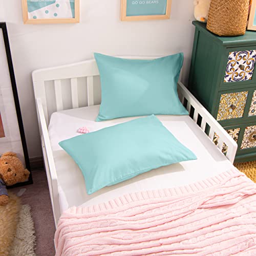 NTBAY Egyptian Cotton Toddler Pillowcases - Set of 2 - Travel Pillow Cases - 500 Thread Count Cotton 13x18 Pillow Covers - Envelope Closure Nursery Pillowcases, 13x18 Inches, Aqua - color: Aqua