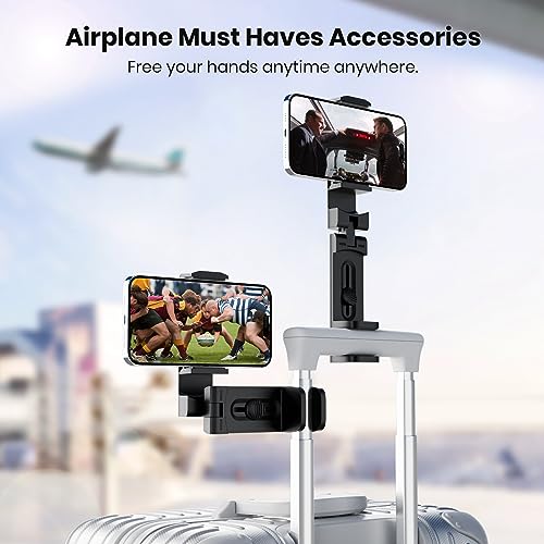2 PCs Airplane Phone Holder Mount- Klearlook 360° Rotating Airplane Phone Mount for Travel, Desk & Flight | Handsfree Adjustable Phone Stand | Airplane Travel Essentials Accessories - color: 2-Black