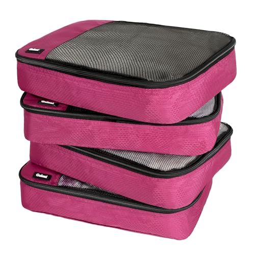 Packing Cubes for Travel Essentials,4 Set Packing Cubes for Suitcases,Lightweight Mesh Luggage Organizer Bag,Pink - color: Pink
