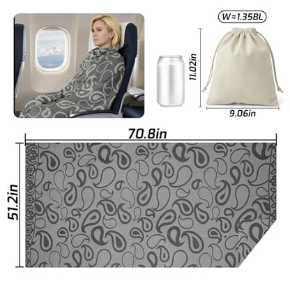 Travel Blanket Airplane - Ultra Soft & Lightweight Knit Design Compact Airplane Blanket,53x72 Inch,Stylish Travel Shawl Wraps for Flights,Office,Home Use,Travel Essentials & Gifts - color: Black