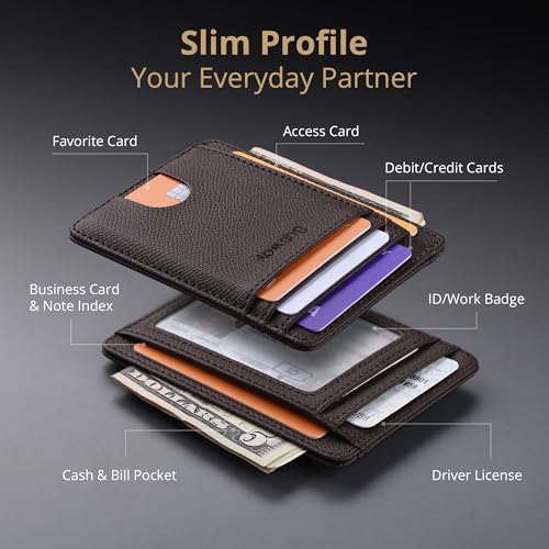 Buffway Slim Minimalist Front Pocket RFID Blocking Leather Wallets for Men and Women - Galaxy Coffee - color: Galaxy Coffee
