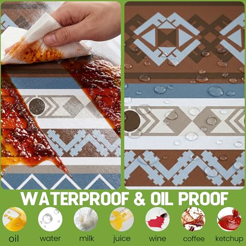 Fitted Picnic Table Cover with Bench Covers Fitted Rectangle Table Cloth Tablecloth Camping Gear Essentials Rv Accessories Road Trip Supplies Car Travel Must Have 8 Ft Foot Feet 96in Boho Bohemian - color: Blue Brown Boho, size: 96in