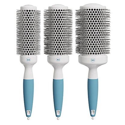 Professional Blow Drying Brush Set - Ceramic Ionic Thermal Brushes for Styling Wet Hair, 3 Round Brushes with Travel Bag for Women - size: Bundle Set of 3