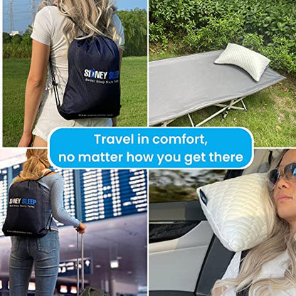 Sidney Sleep Set of 2 Mini Travel Size Neck Pillows - Knee Pillow - Back Lumbar Support - Curved Bed Pillow - 14 x 19 Inches - Adjustable Loft - Carry Backpack Included (Grey 2 Pack Mini) - color: Grey, size: Travel Mini (Pack of 2)