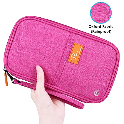 VanFn RFID Travel Passport Wallet, Family Passport Holder, Trip Document Organizer P.Travel Series (Rose Red) - color: Pure Rose Red
