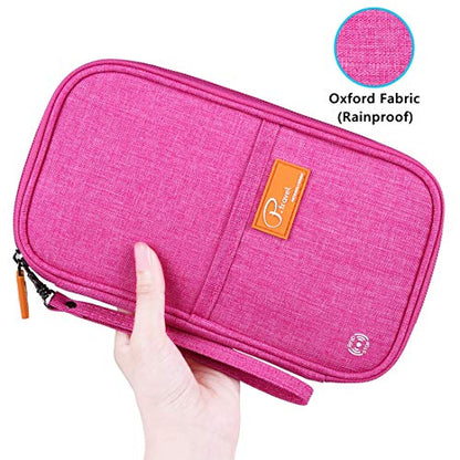 VanFn RFID Travel Passport Wallet, Family Passport Holder, Trip Document Organizer P.Travel Series (Rose Red) - color: Pure Rose Red
