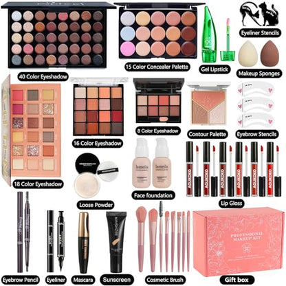 All in One Makeup Kit for Women Full Kit,Makeup Set for Women, Includes Eyeshadow Palette/Foundation/Lipstick/Eyeliner/Mascara/makeup Brush,Makeup Gift Set for Christmas & Birthday&Holiday&Everyday. - color: Set2