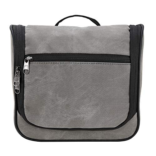 Lewis N. Clark Brushed Twill Hanging Toiletry Kit Bag for Travel Accessories, Shampoo, Cosmetics + Personal Items, Gray - color: Gray
