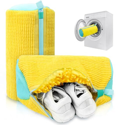 Shoe Washing Machine Bag – Reusable Laundry Shoe Bag for Sneakers, Running Shoes & White Shoes, Helps Protect Against Deformation, Scratches & Washer Damage(Yellow 2pcs) - color: Yellow 2pcs