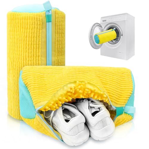 Shoe Washing Machine Bag – Reusable Laundry Shoe Bag for Sneakers, Running Shoes & White Shoes, Helps Protect Against Deformation, Scratches & Washer Damage(Yellow 2pcs) - color: Yellow 2pcs