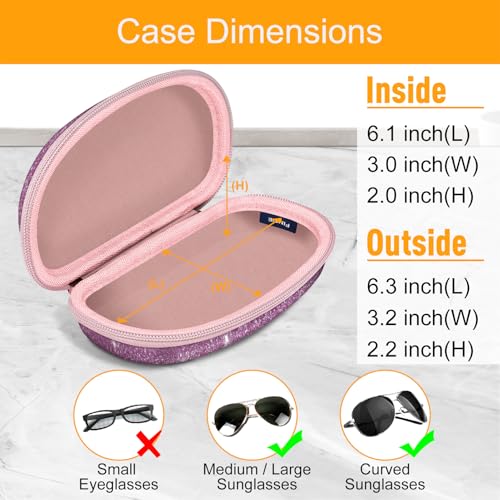 Fintie Sunglasses Case with Carabiner, Hard Shell Shockproof Sport Glasses Cases Travel Zipper Eyeglasses Holder (Glittering Purple) - color: Glittering Purple