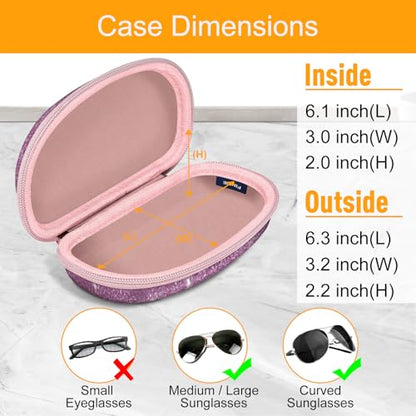 Fintie Sunglasses Case with Carabiner, Hard Shell Shockproof Sport Glasses Cases Travel Zipper Eyeglasses Holder (Glittering Purple) - color: Glittering Purple