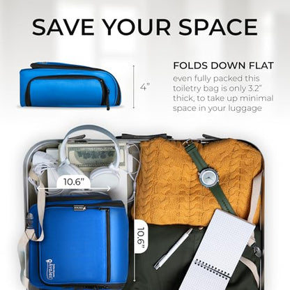 Travel Toiletry Bag for Men and Women - (10.6”x10.6”x3.2”) Large Hanging Toiletry Organizer - Waterproof Hygiene Bag with Metal XXL Swivel Hook, with Sturdy Zippers and 19 Compartments for Toiletries - color: L Light Blue