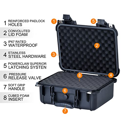 MEIJIA Portable All Weather Waterproof Protective Case,Hard Case,Camera Case With Customized Fit Foam,Fit Use of Drones,Camera,Equipments,Pistols,Elegant Black,13.35 x11.63x5.98inches - color: black