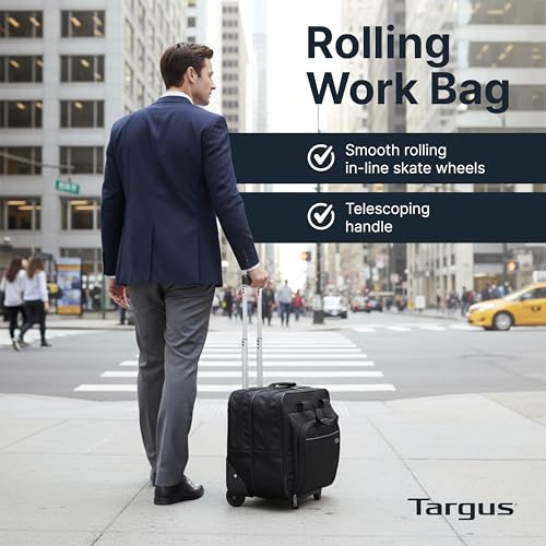 Targus 16 inch Rolling travel laptop case, Black - Travel briefcase and small rolling bag - Spacious foam padded laptop case 16" (TBR003US) - style: Rolling Case