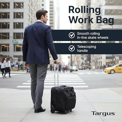Targus 16 inch Rolling travel laptop case, Black - Travel briefcase and small rolling bag - Spacious foam padded laptop case 16" (TBR003US) - style: Rolling Case