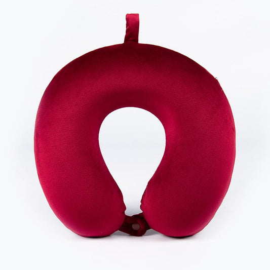 ravel Neck Pillow - Memory Foam U-Shaped Neck Support Pillow for Airplane, Car, Office, Home Use, Portable Lightweight Headrest with Washable Cover (Wine Red) - color: Wine Red