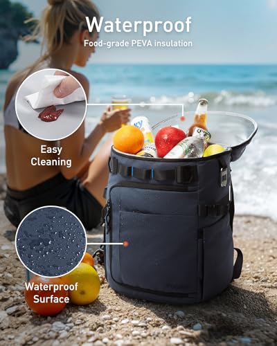 TOURIT Cooler Backpack 32 Cans Large Capacity Insulated Backpack Cooler Bag for Men Women to Picnic, Hiking - color: Slate Blue